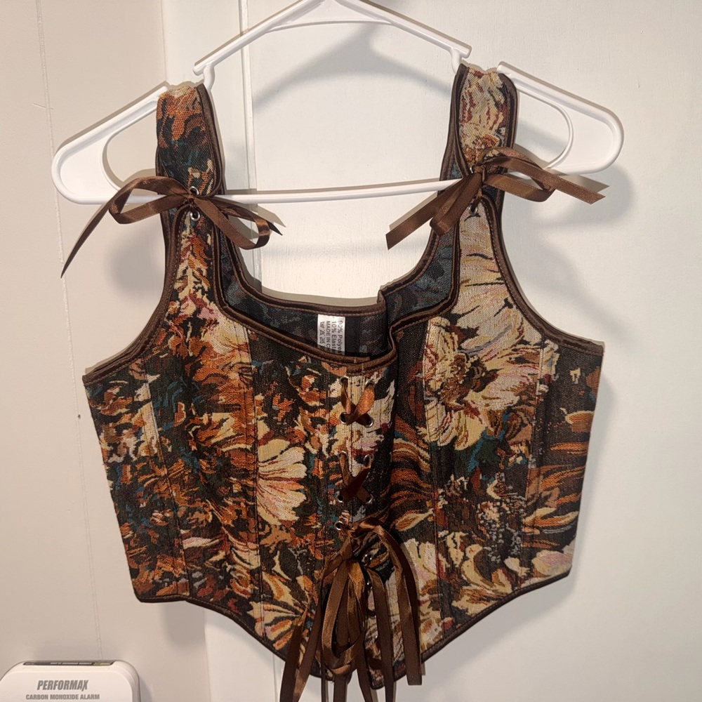 Brown/cream/tan corset top